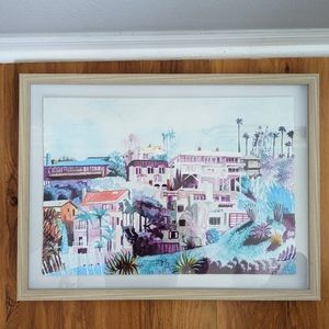 Charles Carroll Print light wood frame purple tones landscape tropical